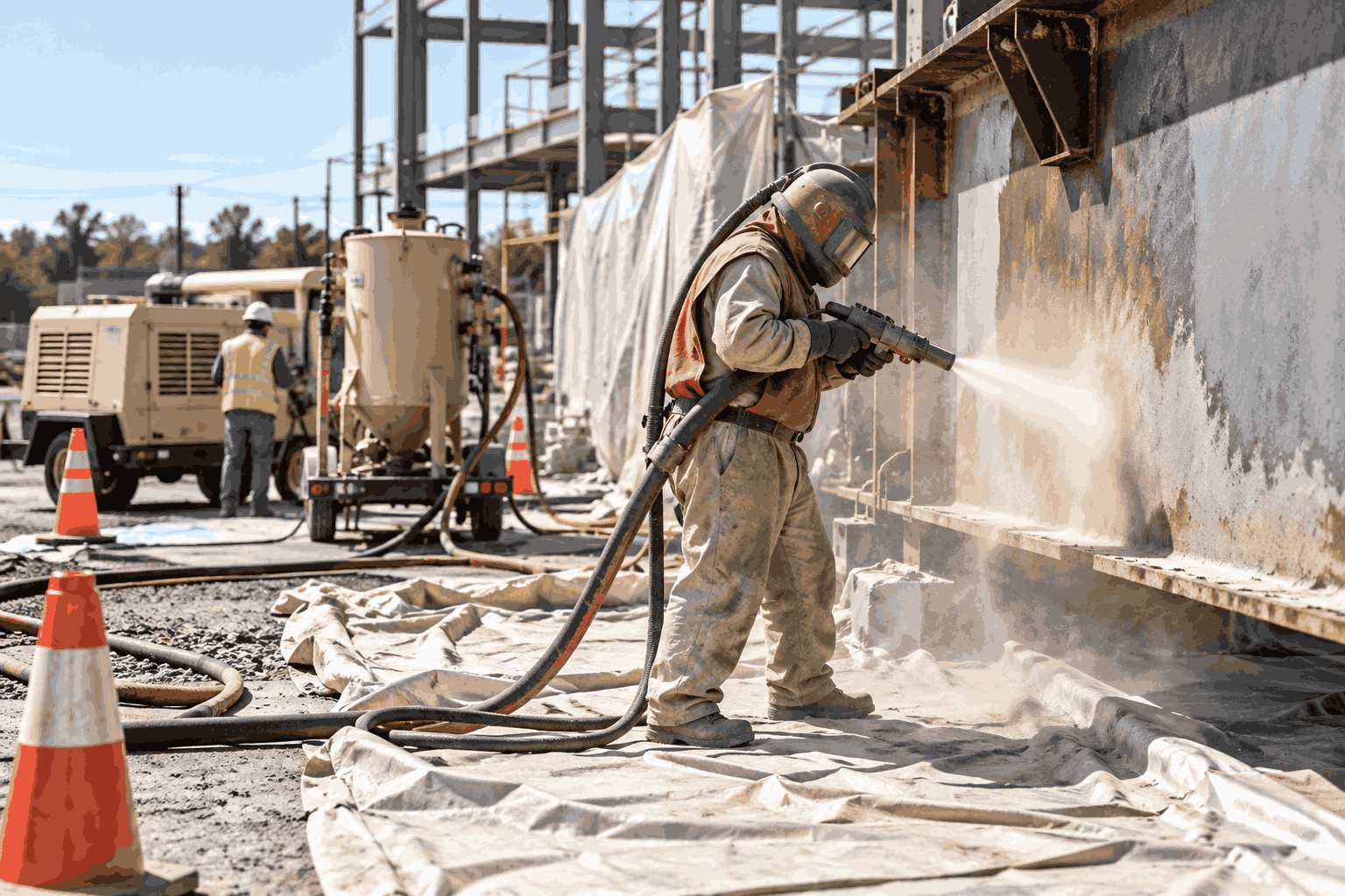 sandblasting site preparation